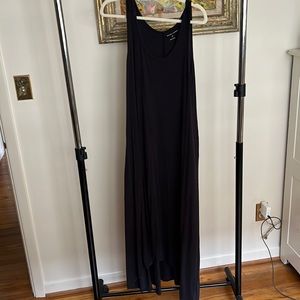 Black Universal Standard tank maxi dress with stretch and pockets.